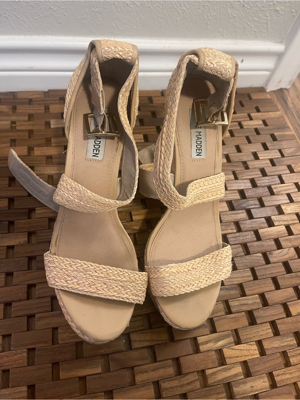 Madden Girl Neutral Braided Ankle-Strap Wedge Sandals